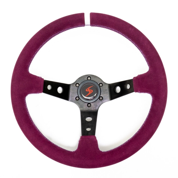 Steering Wheel (90 mm Dish) Purple Suede Black Spokes - DS - Kopie