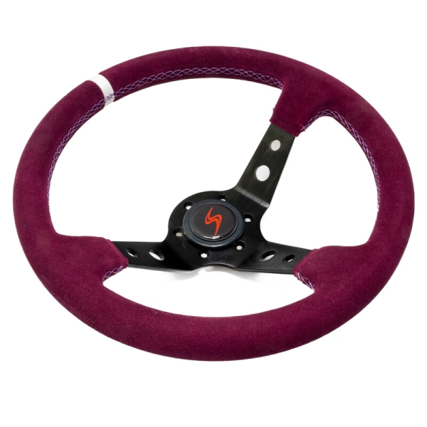 Steering Wheel (90 mm Dish) Purple Suede Black Spokes - DS - Kopie