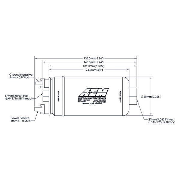 AEM Universal Benzinpumpe - 400 L/h Dash