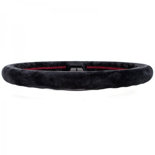 Nardi Deep Corn Steering Wheel, Suede, Black Spokes, Red Stitching, 50 mm Dish, Ø33 cm