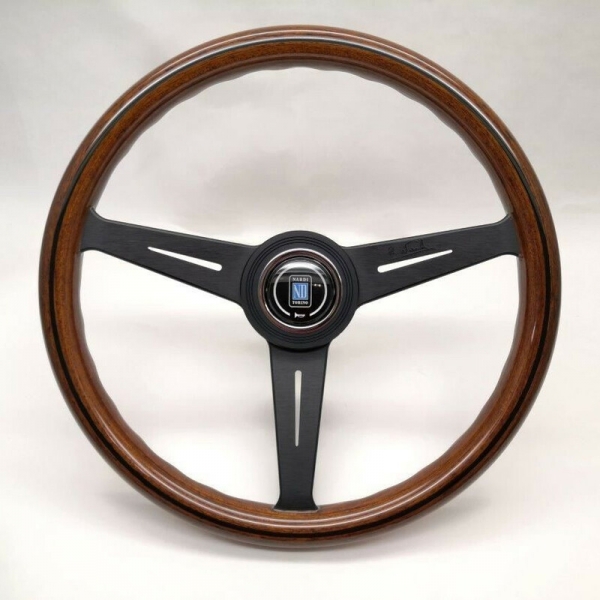 Nardi Classic ND36 Steering Wheel, Wood, Black Inlay, Black Spokes, 25 mm Dish