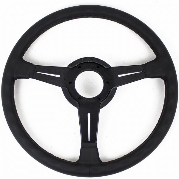 Nardi Classic ND36 Steering Wheel, Black Leather, Black Spokes, Black Stitching, 25 mm Dish