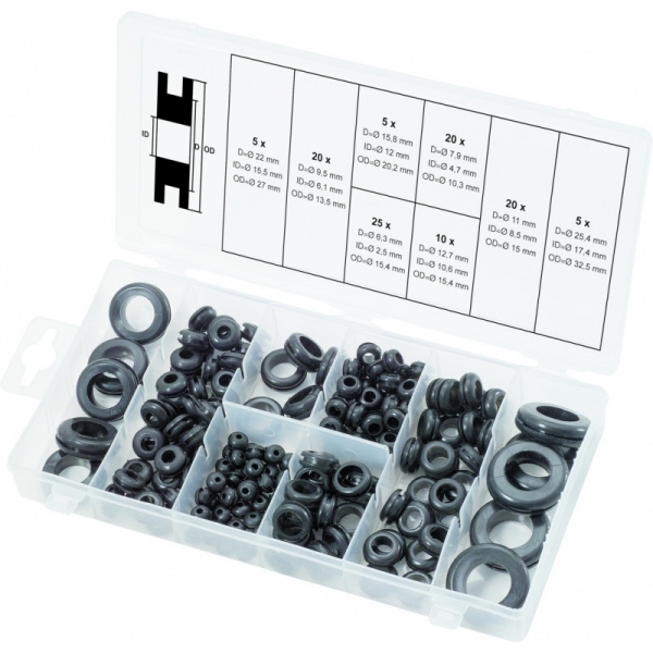 Assortment of 110 Rubber Grommets