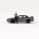 1/64 Nissan Skyline GT-R R32 Gunmetal W/ Matsuda Figure Tsugio Matsuda Collection No.1 - MiniGT